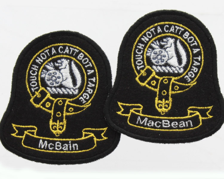 Clan Crest Badge, Embroidered,  MacBean, McBain Clan